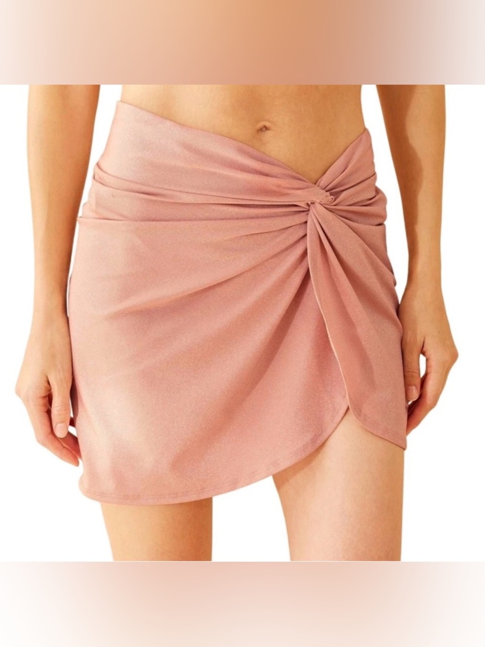 NWT Shade & Shore Pink Swim Coverup Twist Front Skirt Metallic Glittery Fabric
